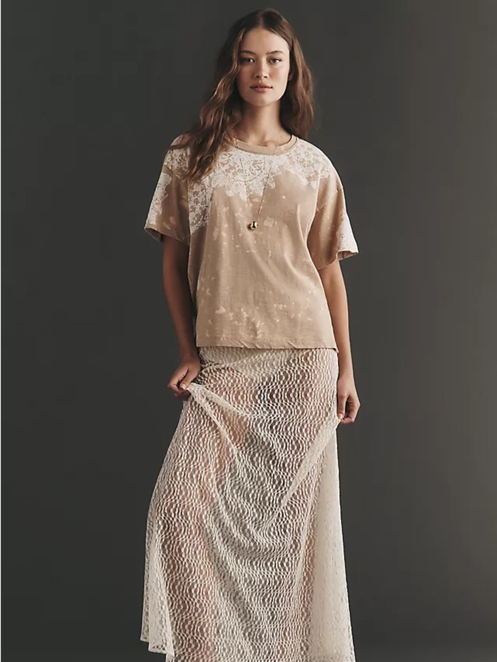 Anthropologie Pilcro Doily Boyfriend Tee 100% cotton size medium